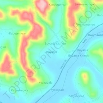 Buyanja topographic map, elevation, terrain