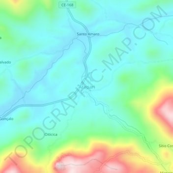 Arapari topographic map, elevation, terrain
