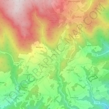 Zeißing topographic map, elevation, terrain