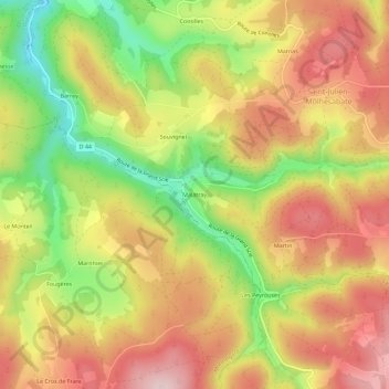Malatray topographic map, elevation, terrain