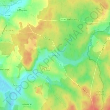 Chèvres topographic map, elevation, terrain