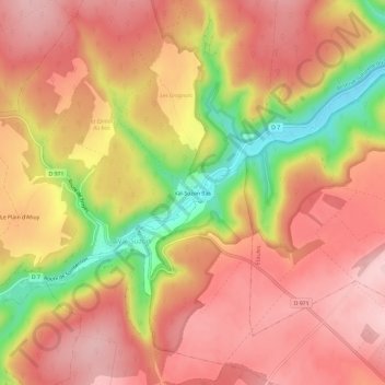 Val-Suzon Bas topographic map, elevation, terrain
