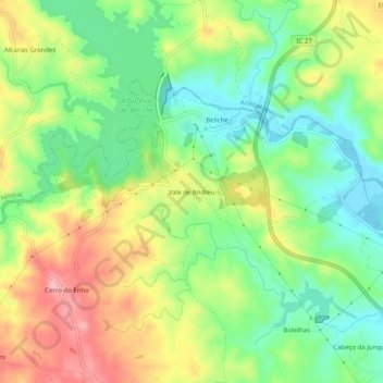 Vale de Andreu topographic map, elevation, terrain