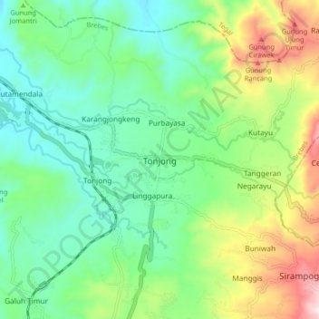 Tonjong topographic map, elevation, terrain
