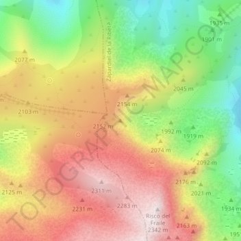 El Calvitero topographic map, elevation, terrain