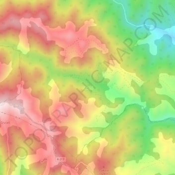 Crveni topographic map, elevation, terrain