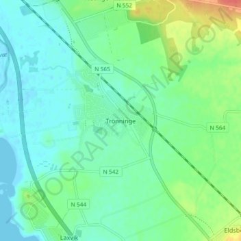 Trönninge topographic map, elevation, terrain