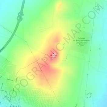 Cerro San Martin topographic map, elevation, terrain