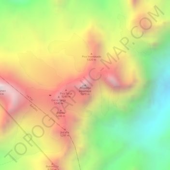 Pequeño Alpamayo topographic map, elevation, terrain