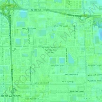 Palm Springs Estates topographic map, elevation, terrain