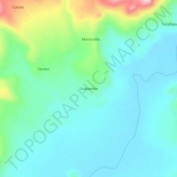 Urabamba topographic map, elevation, terrain