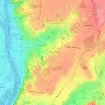 Le Pardy topographic map, elevation, terrain