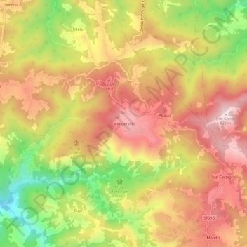 Mongorello topographic map, elevation, terrain