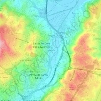 Flamenga topographic map, elevation, terrain