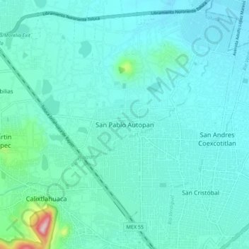 San Pablo Autopan topographic map, elevation, terrain