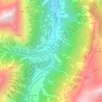 Saleinaz topographic map, elevation, terrain