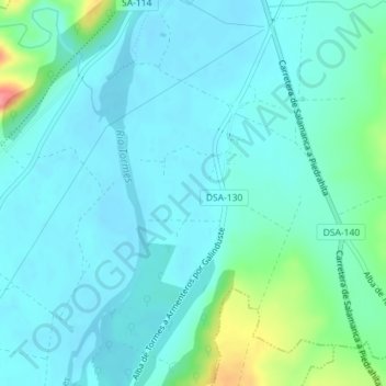 Huertas de Arriba topographic map, elevation, terrain