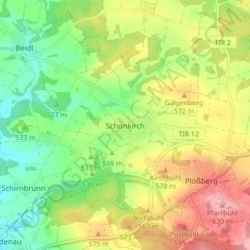 Schönkirch topographic map, elevation, terrain