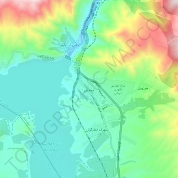 Manjil topographic map, elevation, terrain