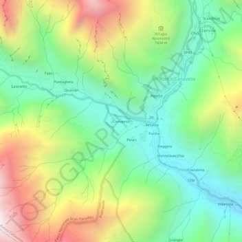 Convento topographic map, elevation, terrain