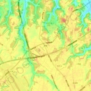 Yoshioka topographic map, elevation, terrain