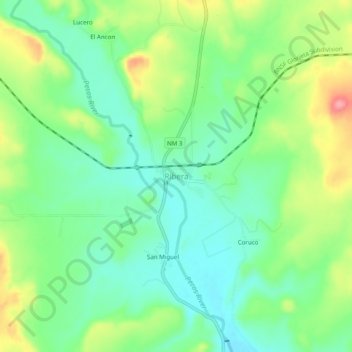 Ribera topographic map, elevation, terrain
