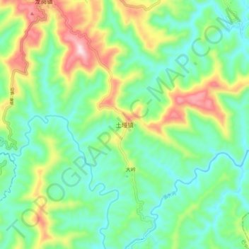 土垭乡 topographic map, elevation, terrain