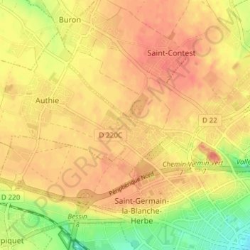 Cussy topographic map, elevation, terrain