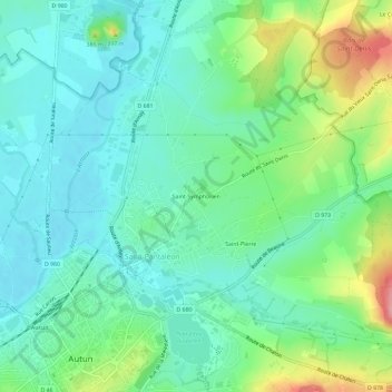 Saint-Symphorien topographic map, elevation, terrain