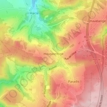 Houssonloge topographic map, elevation, terrain