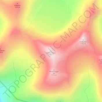 Muldalsegga topographic map, elevation, terrain
