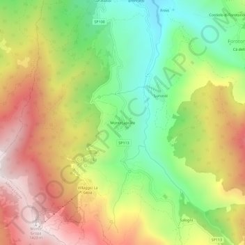 Montecapraro topographic map, elevation, terrain