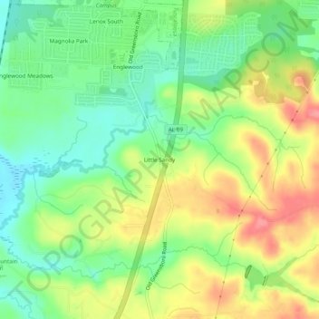 Little Sandy topographic map, elevation, terrain