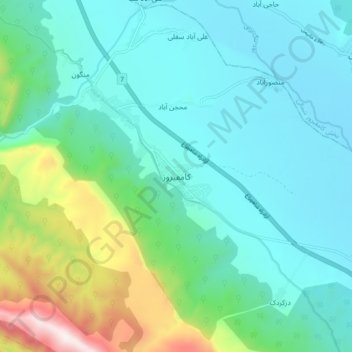 Kamfiruz topographic map, elevation, terrain