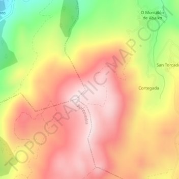Cregos topographic map, elevation, terrain
