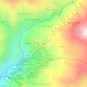 Gree topographic map, elevation, terrain