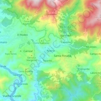 Araira topographic map, elevation, terrain