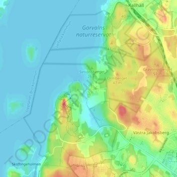 Görväln topographic map, elevation, terrain