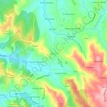 Vimeiro topographic map, elevation, terrain