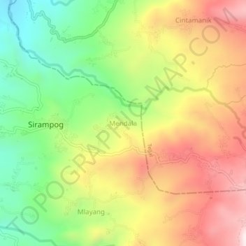 Mendala topographic map, elevation, terrain