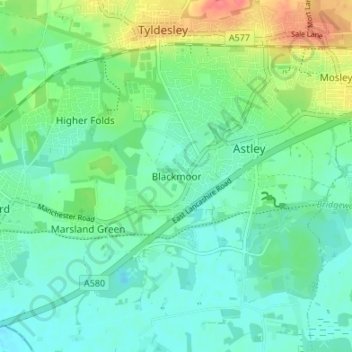 Blackmoor topographic map, elevation, terrain