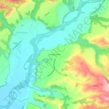 Awahou North topographic map, elevation, terrain