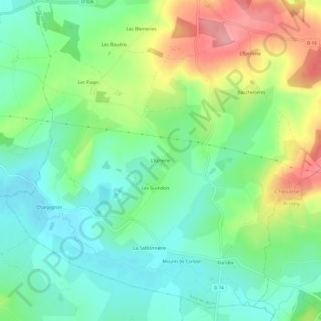 L'Asnerie topographic map, elevation, terrain
