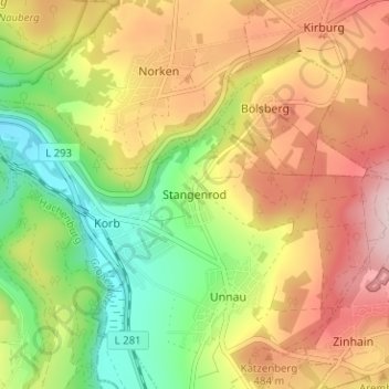 Stangenrod topographic map, elevation, terrain