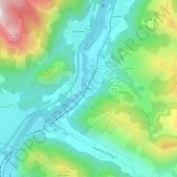 Mercus topographic map, elevation, terrain