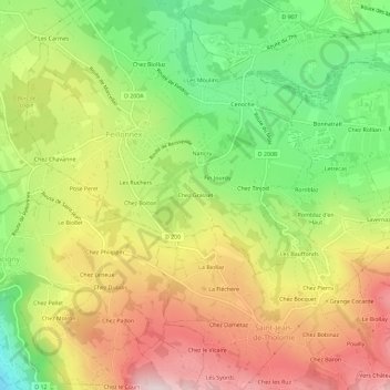 Chez Grasset topographic map, elevation, terrain