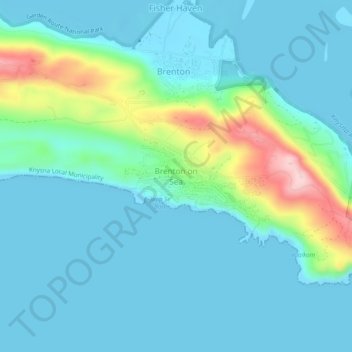 Brenton on Sea topographic map, elevation, terrain