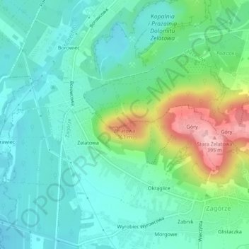 Żelatowa topographic map, elevation, terrain
