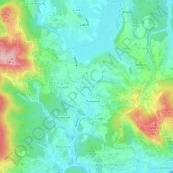 Šmarjeta topographic map, elevation, terrain