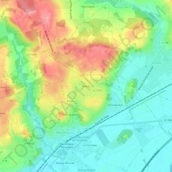 Bressy topographic map, elevation, terrain